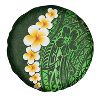 Green Polynesia Spare Tire Cover Plumeria Tropical Leaves With Galaxy Polynesian Art - Wonder Print Shop