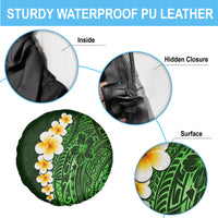 Green Polynesia Spare Tire Cover Plumeria Tropical Leaves With Galaxy Polynesian Art - Wonder Print Shop