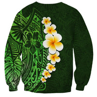 Green Polynesia Sweatshirt Plumeria Tropical Leaves With Galaxy Polynesian Art - Wonder Print Shop