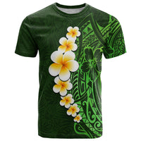 Green Polynesia T Shirt Plumeria Tropical Leaves With Galaxy Polynesian Art - Wonder Print Shop