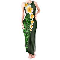 Green Polynesia Tank Maxi Dress Plumeria Tropical Leaves With Galaxy Polynesian Art - Wonder Print Shop