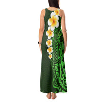 Green Polynesia Tank Maxi Dress Plumeria Tropical Leaves With Galaxy Polynesian Art - Wonder Print Shop