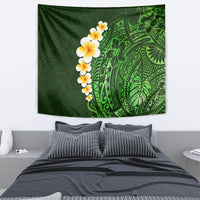 Green Polynesia Tapestry Plumeria Tropical Leaves With Galaxy Polynesian Art - Wonder Print Shop