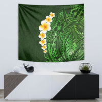 Green Polynesia Tapestry Plumeria Tropical Leaves With Galaxy Polynesian Art - Wonder Print Shop