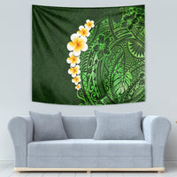 Green Polynesia Tapestry Plumeria Tropical Leaves With Galaxy Polynesian Art - Wonder Print Shop