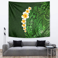 Green Polynesia Tapestry Plumeria Tropical Leaves With Galaxy Polynesian Art - Wonder Print Shop