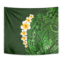 Green Polynesia Tapestry Plumeria Tropical Leaves With Galaxy Polynesian Art - Wonder Print Shop