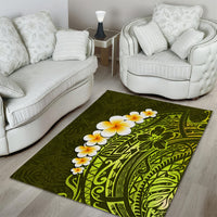 Lime Green Tropical Plumeria With Galaxy Polynesian Art Area Rug - Wonder Print Shop