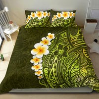 Lime Green Tropical Plumeria With Galaxy Polynesian Art Bedding Set - Wonder Print Shop