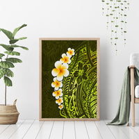 Lime Green Tropical Plumeria With Galaxy Polynesian Art Canvas Wall Art - Wonder Print Shop