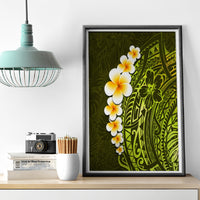 Lime Green Tropical Plumeria With Galaxy Polynesian Art Canvas Wall Art - Wonder Print Shop