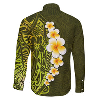Lime Green Tropical Plumeria With Galaxy Polynesian Art Family Matching Off Shoulder Short Dress and Hawaiian Shirt - Wonder Print Shop