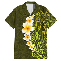 Lime Green Tropical Plumeria With Galaxy Polynesian Art Family Matching Summer Maxi Dress and Hawaiian Shirt - Wonder Print Shop
