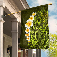 Lime Green Tropical Plumeria With Galaxy Polynesian Art Garden Flag - Wonder Print Shop
