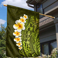 Lime Green Tropical Plumeria With Galaxy Polynesian Art Garden Flag - Wonder Print Shop