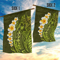 Lime Green Tropical Plumeria With Galaxy Polynesian Art Garden Flag - Wonder Print Shop