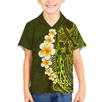 Lime Green Tropical Plumeria With Galaxy Polynesian Art Kid Hawaiian Shirt - Wonder Print Shop