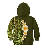Lime Green Tropical Plumeria With Galaxy Polynesian Art Kid Hoodie - Wonder Print Shop