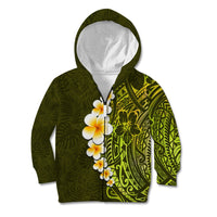Lime Green Tropical Plumeria With Galaxy Polynesian Art Kid Hoodie - Wonder Print Shop