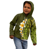 Lime Green Tropical Plumeria With Galaxy Polynesian Art Kid Hoodie - Wonder Print Shop