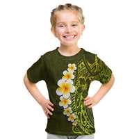 Lime Green Tropical Plumeria With Galaxy Polynesian Art Kid T Shirt - Wonder Print Shop