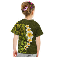 Lime Green Tropical Plumeria With Galaxy Polynesian Art Kid T Shirt - Wonder Print Shop