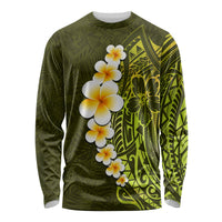 Lime Green Tropical Plumeria With Galaxy Polynesian Art Long Sleeve Shirt - Wonder Print Shop