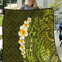 Lime Green Tropical Plumeria With Galaxy Polynesian Art Quilt - Wonder Print Shop