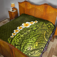 Lime Green Tropical Plumeria With Galaxy Polynesian Art Quilt - Wonder Print Shop