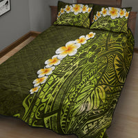 Lime Green Tropical Plumeria With Galaxy Polynesian Art Quilt Bed Set - Wonder Print Shop
