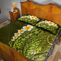 Lime Green Tropical Plumeria With Galaxy Polynesian Art Quilt Bed Set - Wonder Print Shop