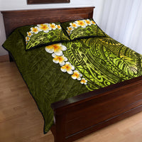 Lime Green Tropical Plumeria With Galaxy Polynesian Art Quilt Bed Set - Wonder Print Shop