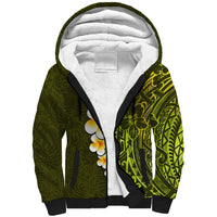 Lime Green Tropical Plumeria With Galaxy Polynesian Art Sherpa Hoodie - Wonder Print Shop