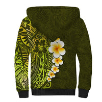 Lime Green Tropical Plumeria With Galaxy Polynesian Art Sherpa Hoodie - Wonder Print Shop