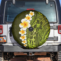 Lime Green Tropical Plumeria With Galaxy Polynesian Art Spare Tire Cover - Wonder Print Shop