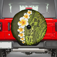 Lime Green Tropical Plumeria With Galaxy Polynesian Art Spare Tire Cover - Wonder Print Shop