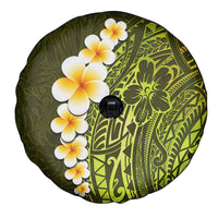 Lime Green Tropical Plumeria With Galaxy Polynesian Art Spare Tire Cover - Wonder Print Shop