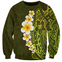 Lime Green Tropical Plumeria With Galaxy Polynesian Art Sweatshirt - Wonder Print Shop