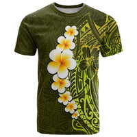 Lime Green Tropical Plumeria With Galaxy Polynesian Art T Shirt - Wonder Print Shop