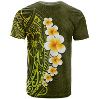 Lime Green Tropical Plumeria With Galaxy Polynesian Art T Shirt - Wonder Print Shop