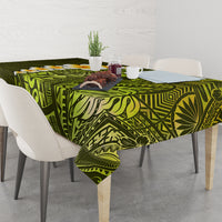 Lime Green Tropical Plumeria With Galaxy Polynesian Art Tablecloth - Wonder Print Shop