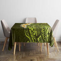 Lime Green Tropical Plumeria With Galaxy Polynesian Art Tablecloth - Wonder Print Shop