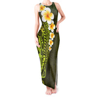 Lime Green Tropical Plumeria With Galaxy Polynesian Art Tank Maxi Dress - Wonder Print Shop