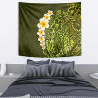 Lime Green Tropical Plumeria With Galaxy Polynesian Art Tapestry - Wonder Print Shop