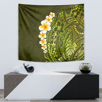 Lime Green Tropical Plumeria With Galaxy Polynesian Art Tapestry - Wonder Print Shop