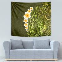 Lime Green Tropical Plumeria With Galaxy Polynesian Art Tapestry - Wonder Print Shop