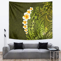 Lime Green Tropical Plumeria With Galaxy Polynesian Art Tapestry - Wonder Print Shop