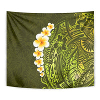 Lime Green Tropical Plumeria With Galaxy Polynesian Art Tapestry - Wonder Print Shop