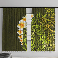 Lime Green Tropical Plumeria With Galaxy Polynesian Art Window Curtain - Wonder Print Shop