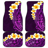 Purple Tropical Plumeria With Galaxy Polynesian Art Car Mats - Wonder Print Shop
